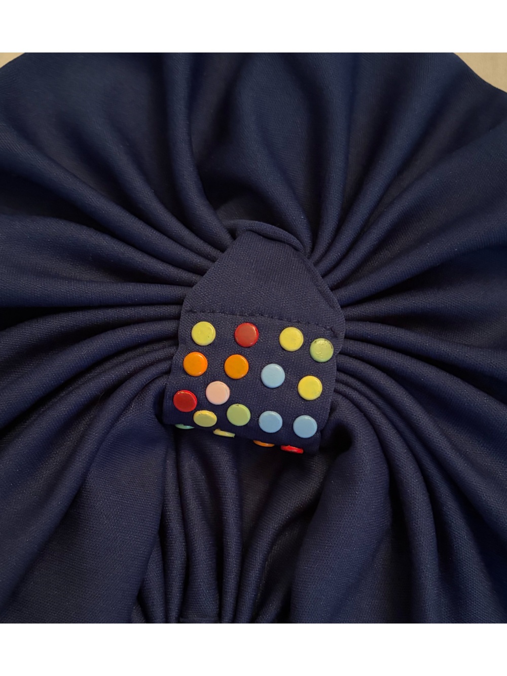 Vintage 1960s Navy Blue Turban Hat Colorful Studs 1940s Style - Picture 3 of 3